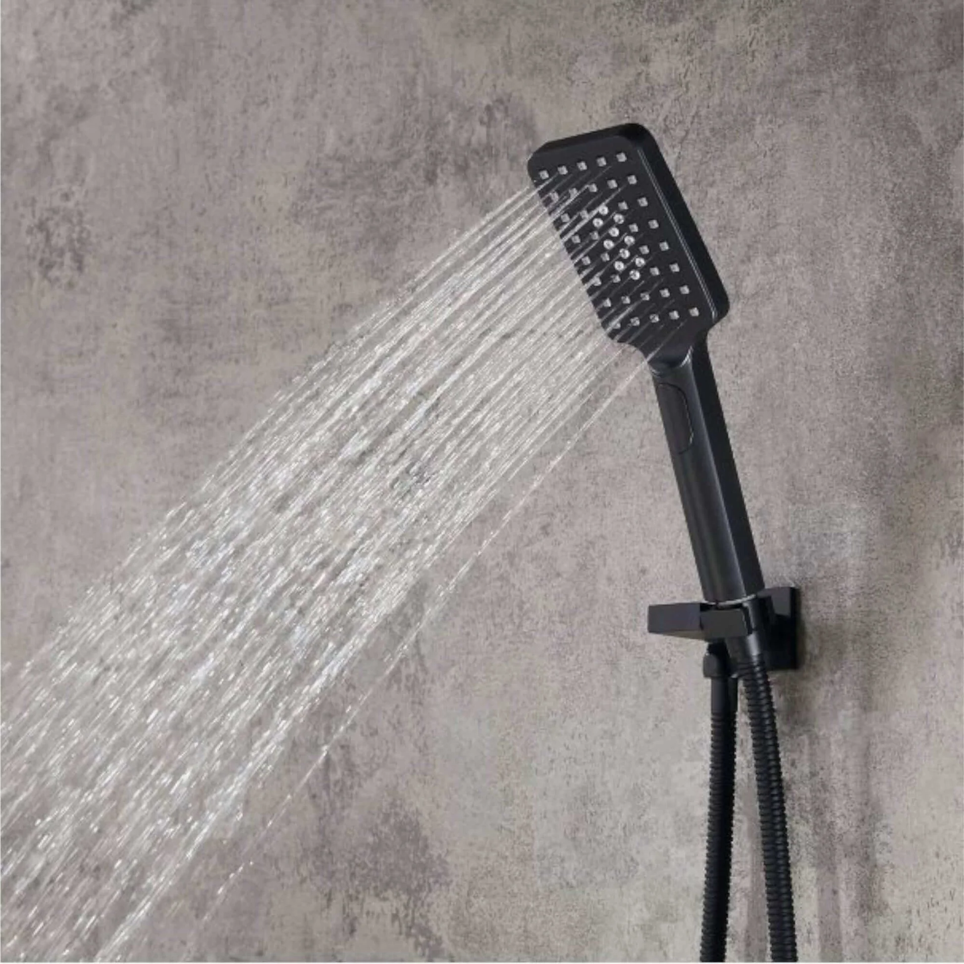 Modern square multi function hand shower 3 setting - black - HOUSE OF ENKI