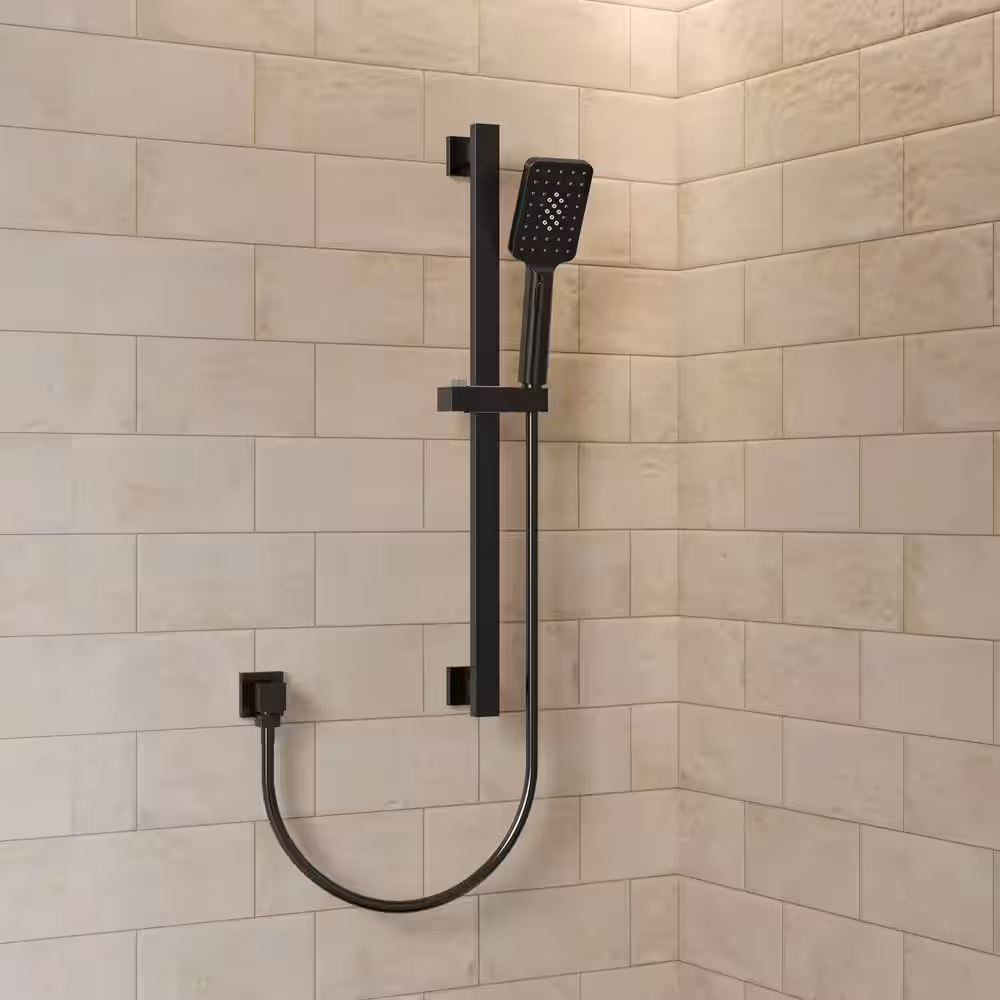 GRANDJOY Minimalist 3-Spray Multifunction Wall Bar Shower Kit with Square  Handheld Shower with Adjustable Bar in Matte Black SGF11GJ-35-MB - The Home  Depot